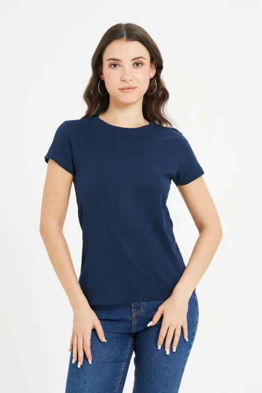 Women Navy Basic T-Shirt sold by Redtag
