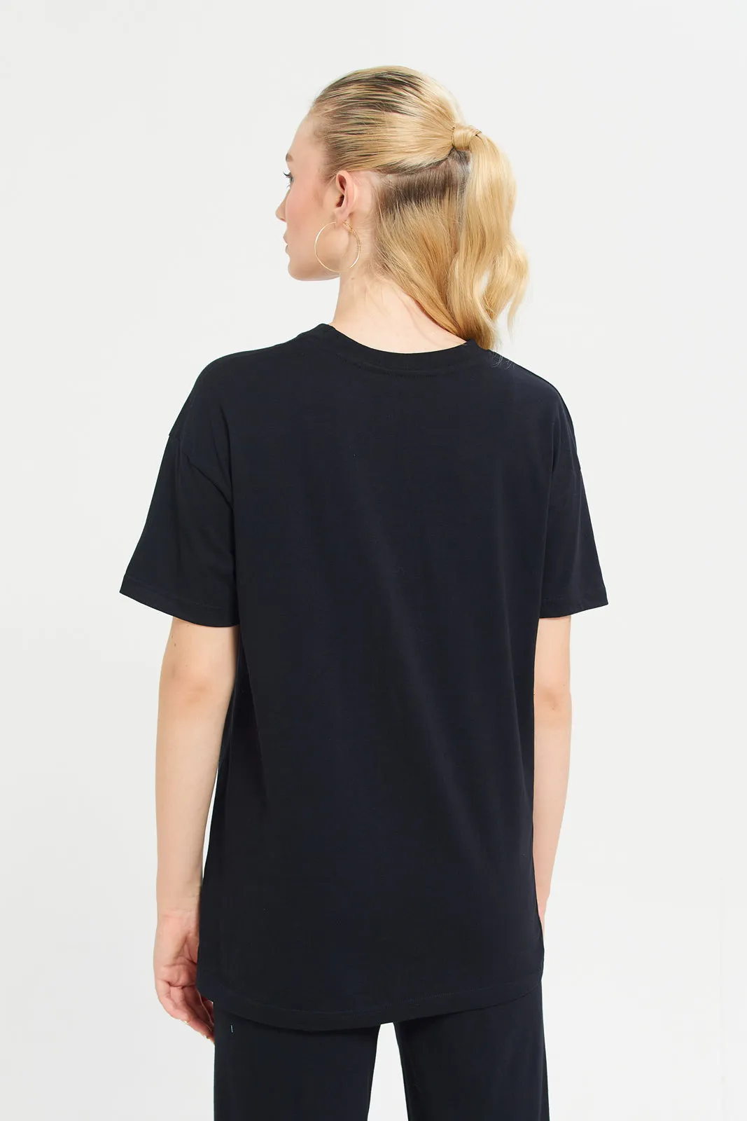 Woman Black Printed Active T-Shirt sold by Redtag product image thumbnail 3