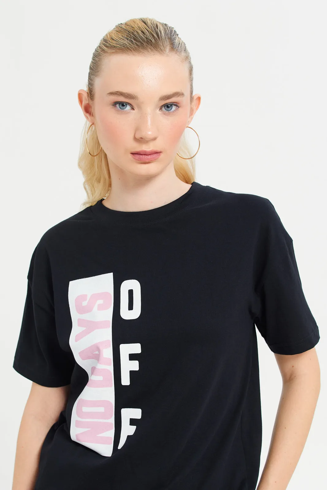 Woman Black Printed Active T-Shirt sold by Redtag product image thumbnail 4