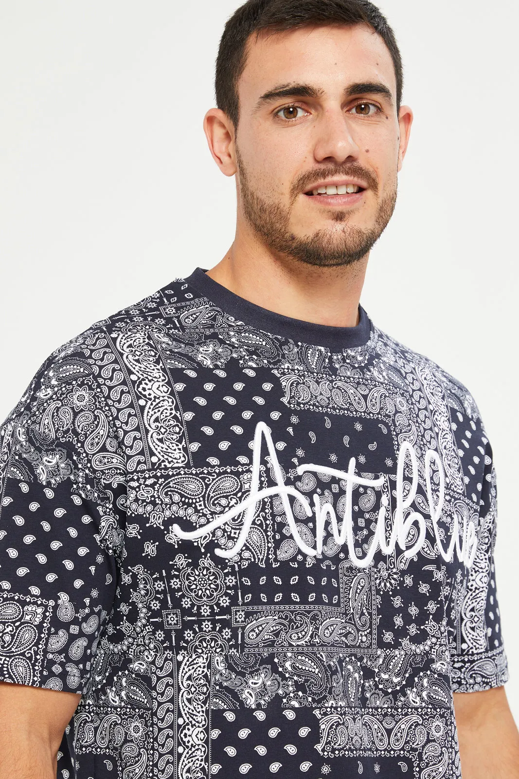 Men Grey Allover Print T-Shirt sold by Redtag product image thumbnail 4