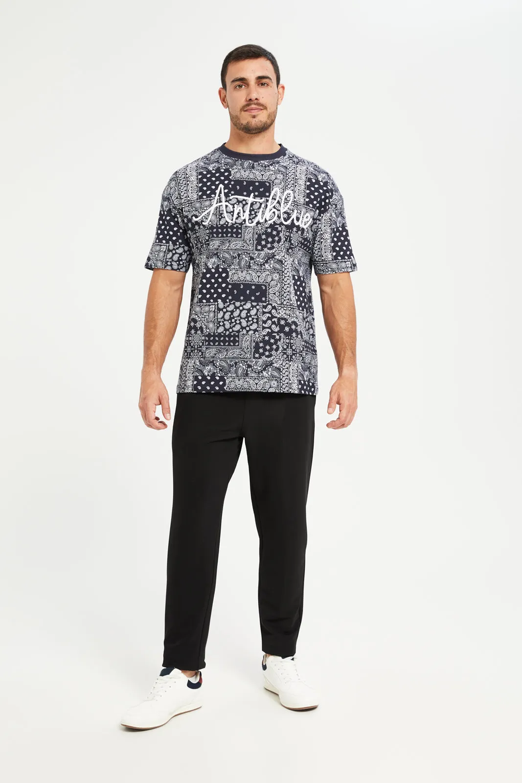 Men Grey Allover Print T-Shirt sold by Redtag product image thumbnail 2