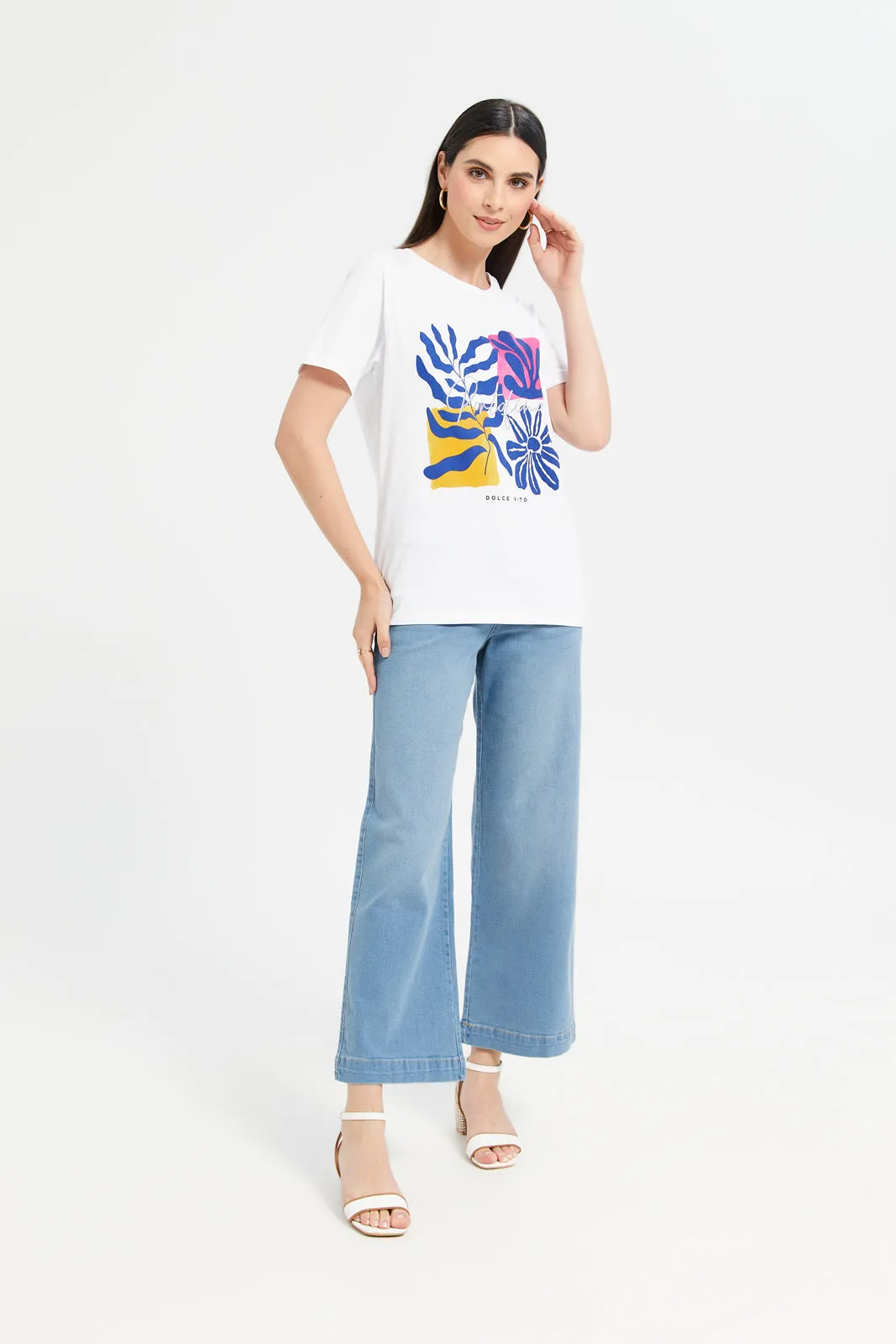 Women White Printed T-Shirt sold by Redtag product image thumbnail 2