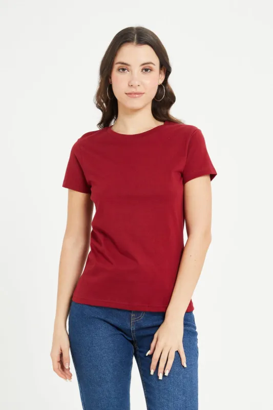 Women Red Basic T-Shirt sold by Redtag