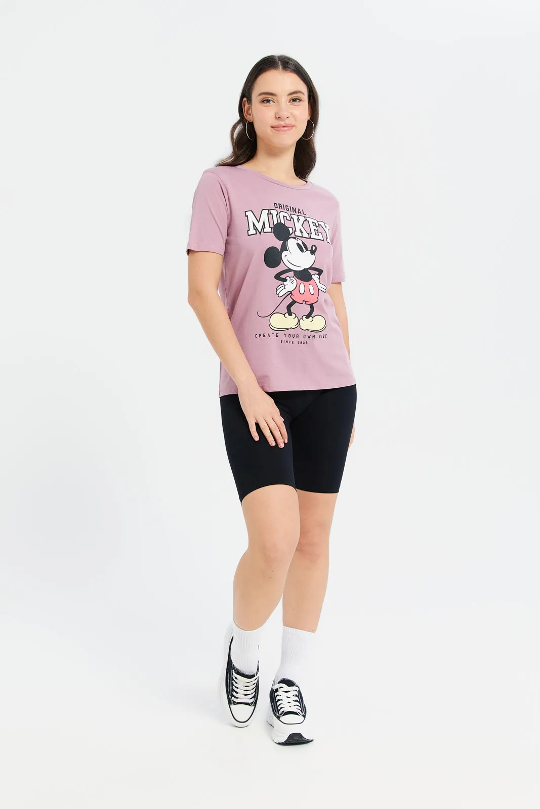 Women Mauve Mickey Printed T-Shirt sold by Redtag product image thumbnail 2
