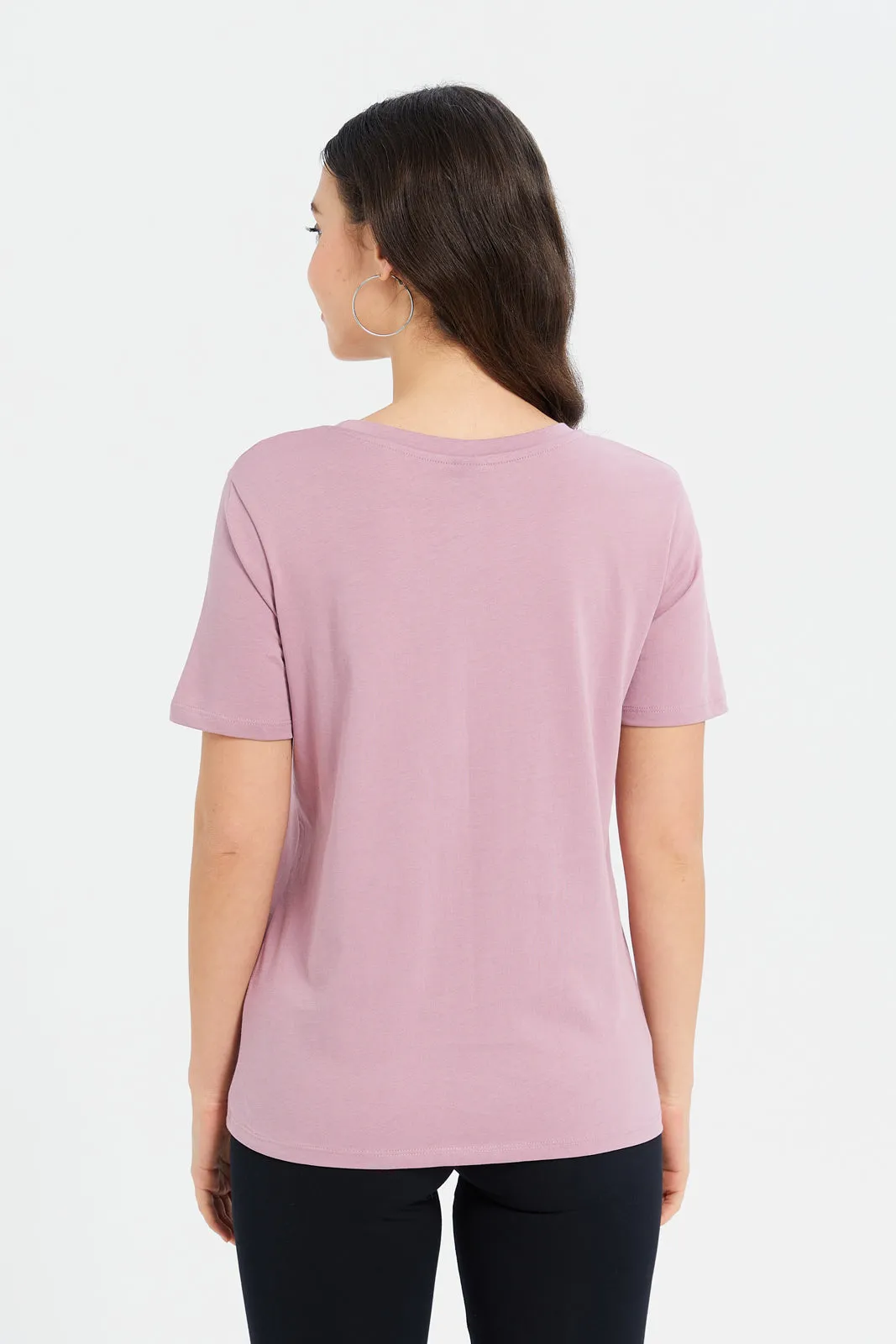 Women Mauve Mickey Printed T-Shirt sold by Redtag product image thumbnail 3