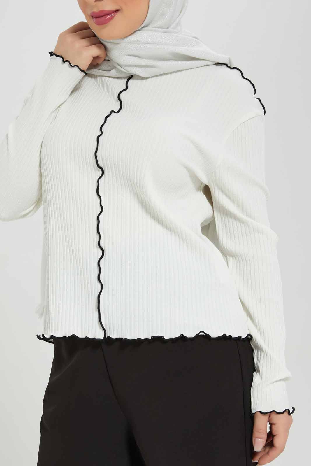 Women Ivory Ribbed Top sold by Redtag product image thumbnail 3
