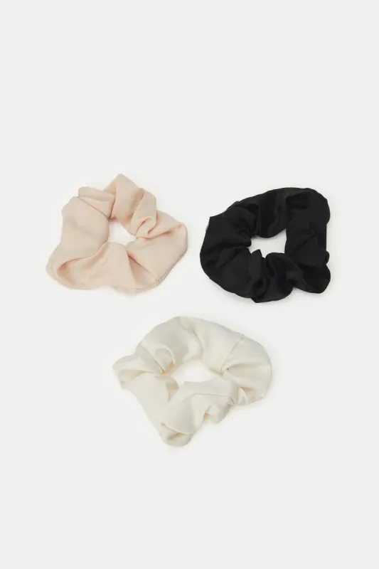 Women Assorted Solid Scrunchy Set (Pack of 3) sold by Redtag