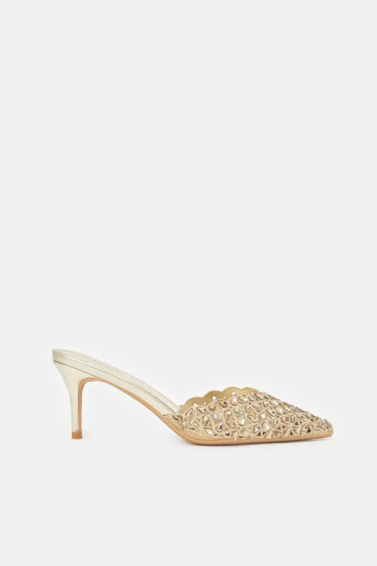 Women Gold Embellished Mule sold by Redtag