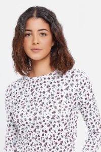 Women White Floral Print Crew Neck T-Shirt sold by Redtag