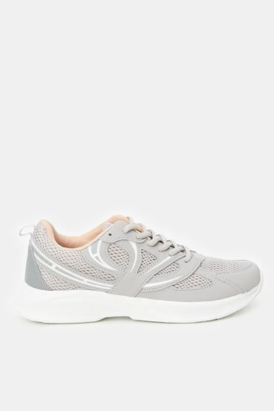 Women Grey Lace Up Running Shoe sold by Redtag