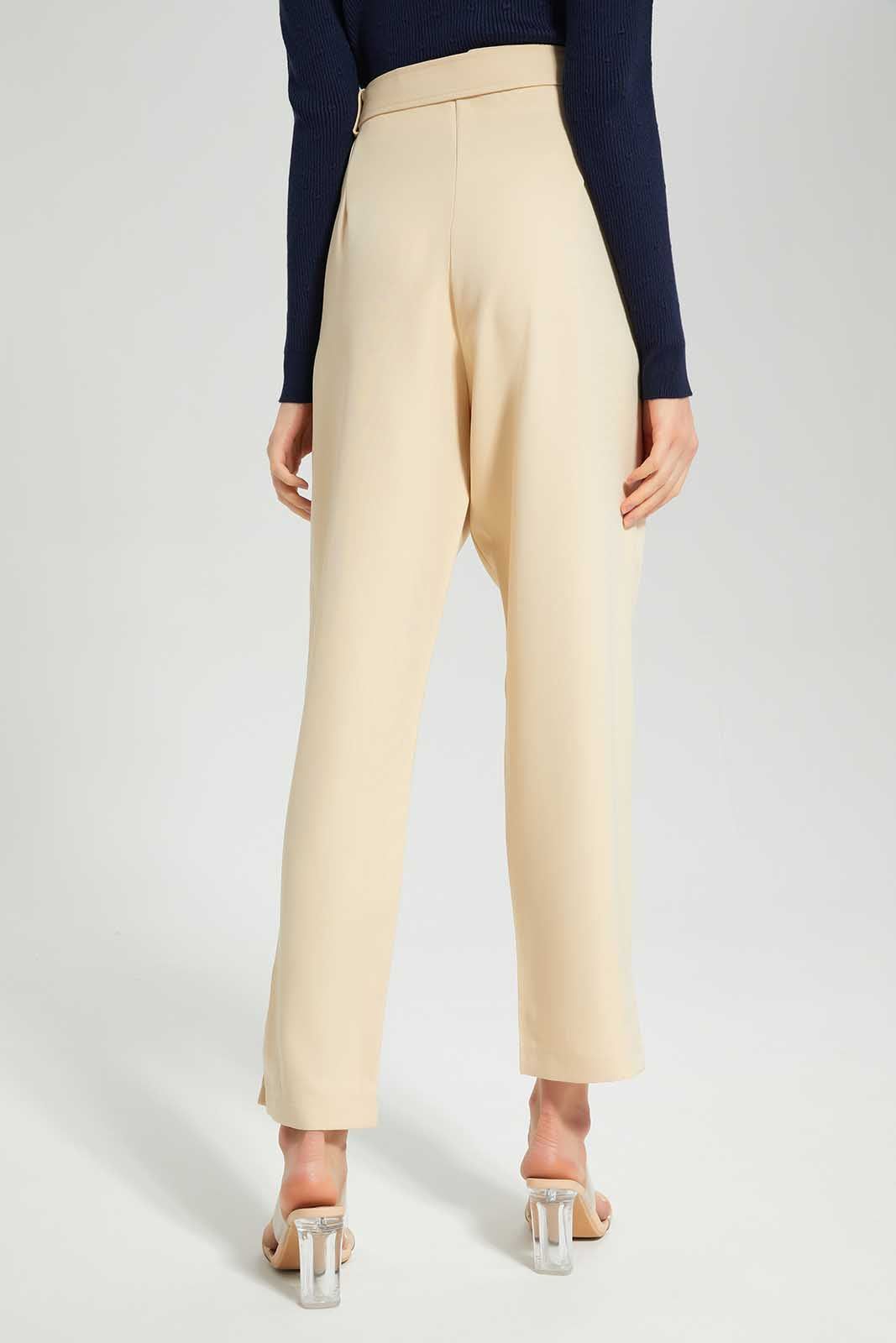 Women Beige Belted Trouser With Side Pockets sold by Redtag product image thumbnail 3