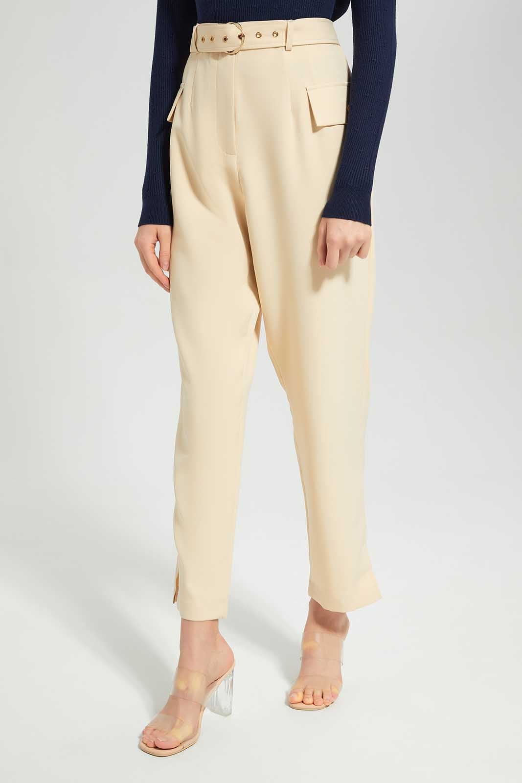 Women Beige Belted Trouser With Side Pockets sold by Redtag product image thumbnail 2