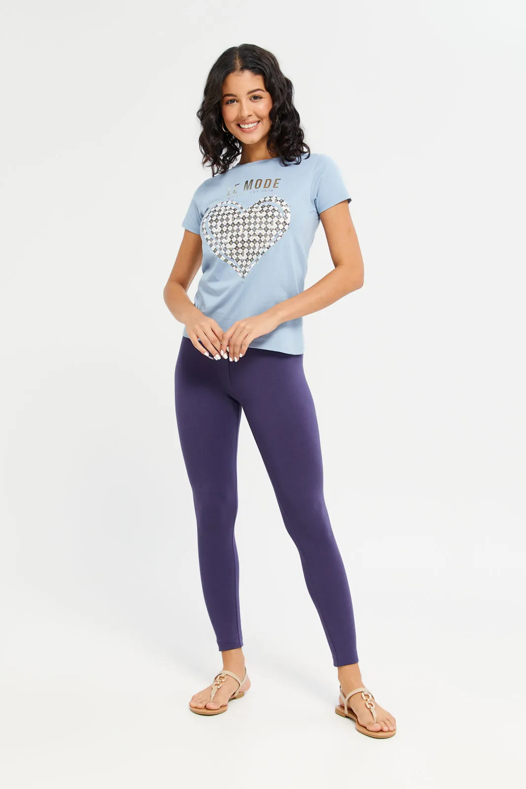 Women Blue Le Mode Embellished T-Shirt sold by Redtag product image thumbnail 2