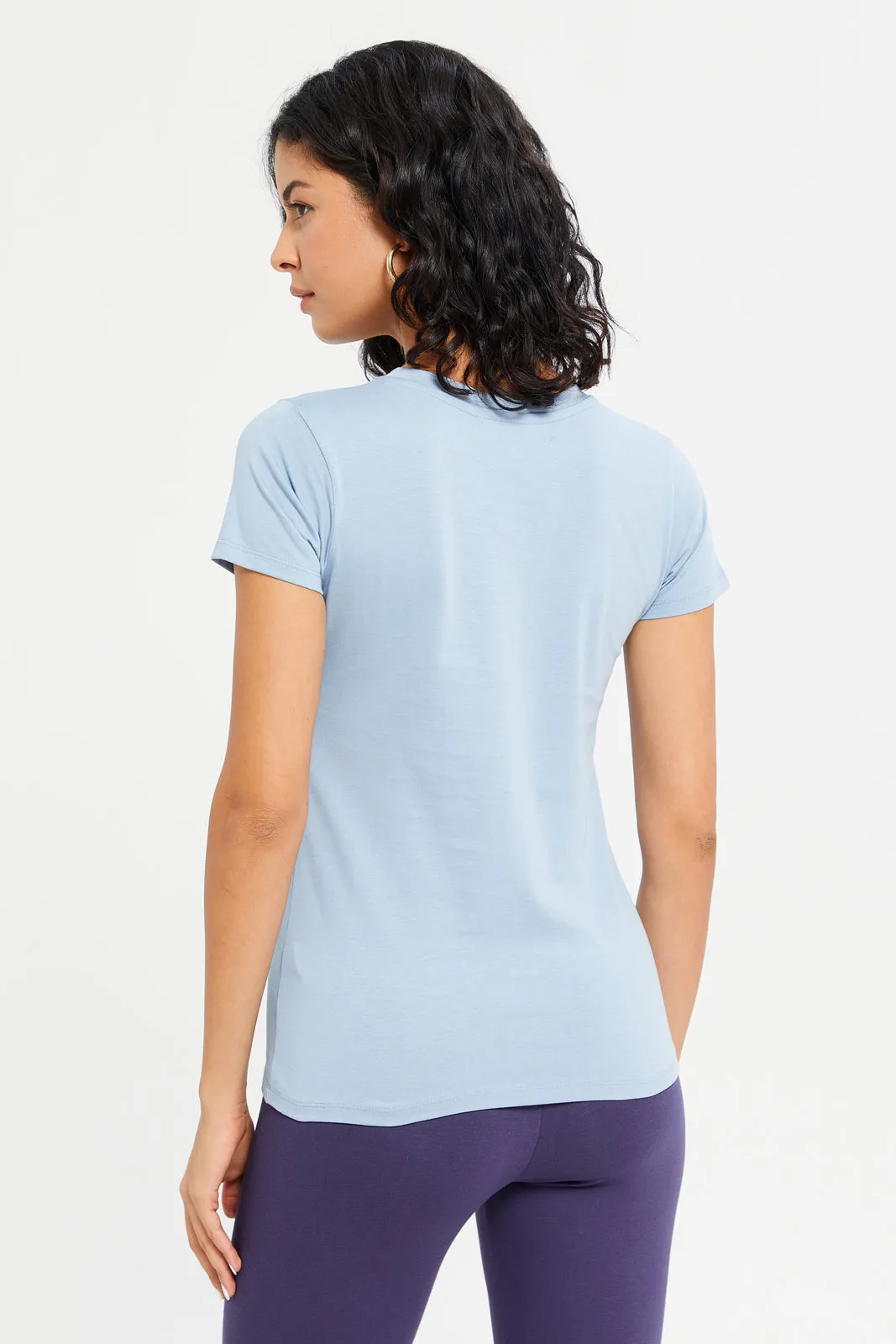 Women Blue Le Mode Embellished T-Shirt sold by Redtag product image thumbnail 3