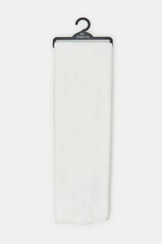 Women White Textured Scarf sold by Redtag