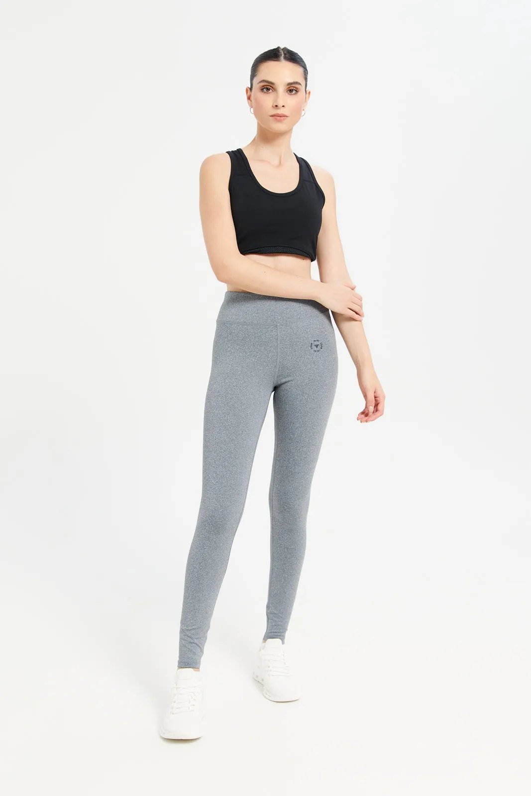 Women Grey Solid Performance Active Pants sold by Redtag product image thumbnail 2