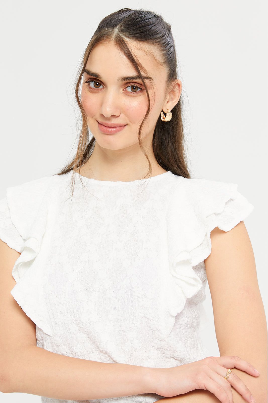 Women Cream Jacquard Top sold by Redtag product image thumbnail 4