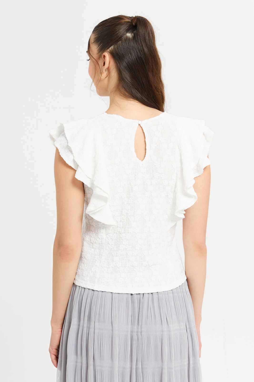 Women Cream Jacquard Top sold by Redtag product image thumbnail 3