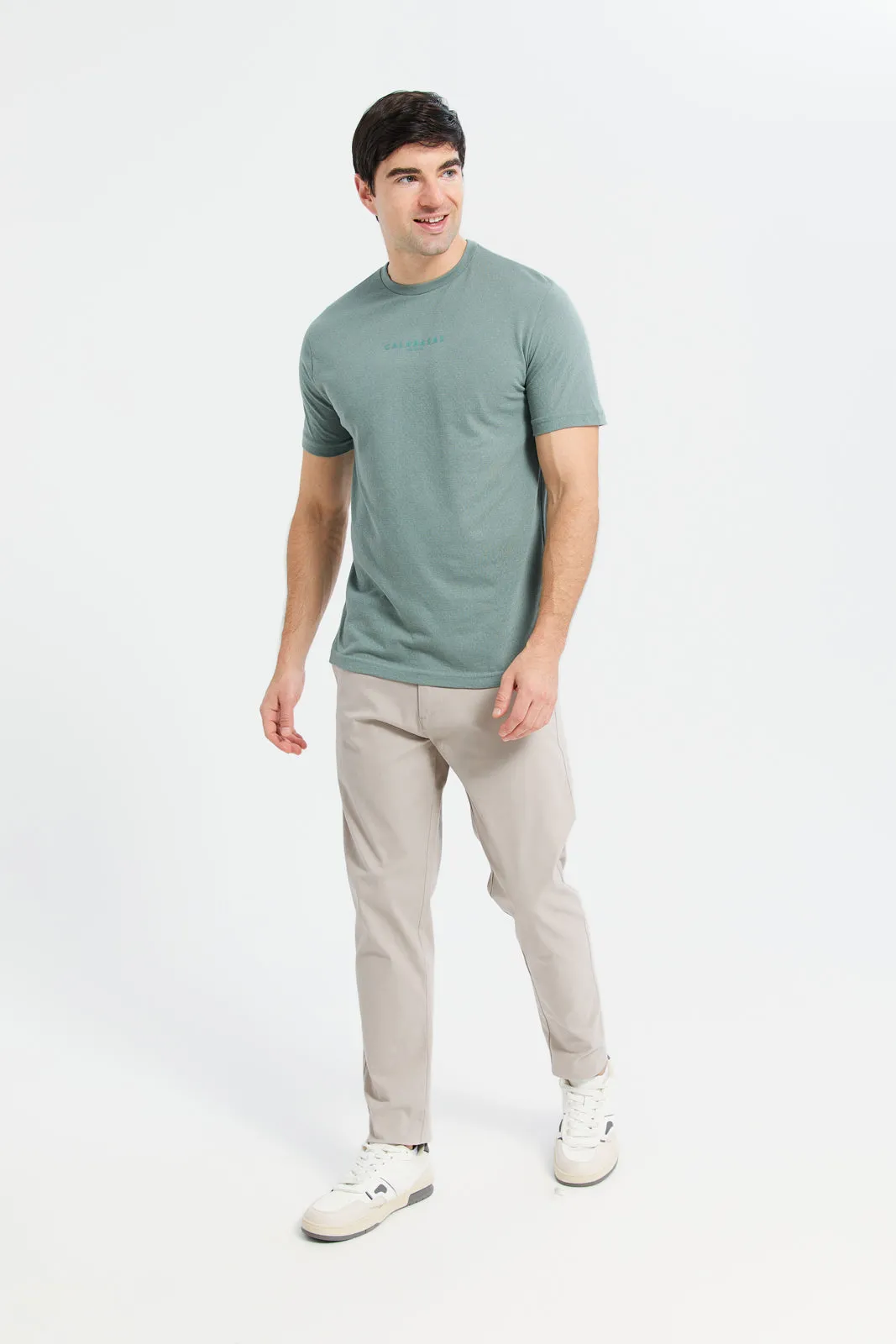 Men Green Jacquard T-Shirt sold by Redtag product image thumbnail 2