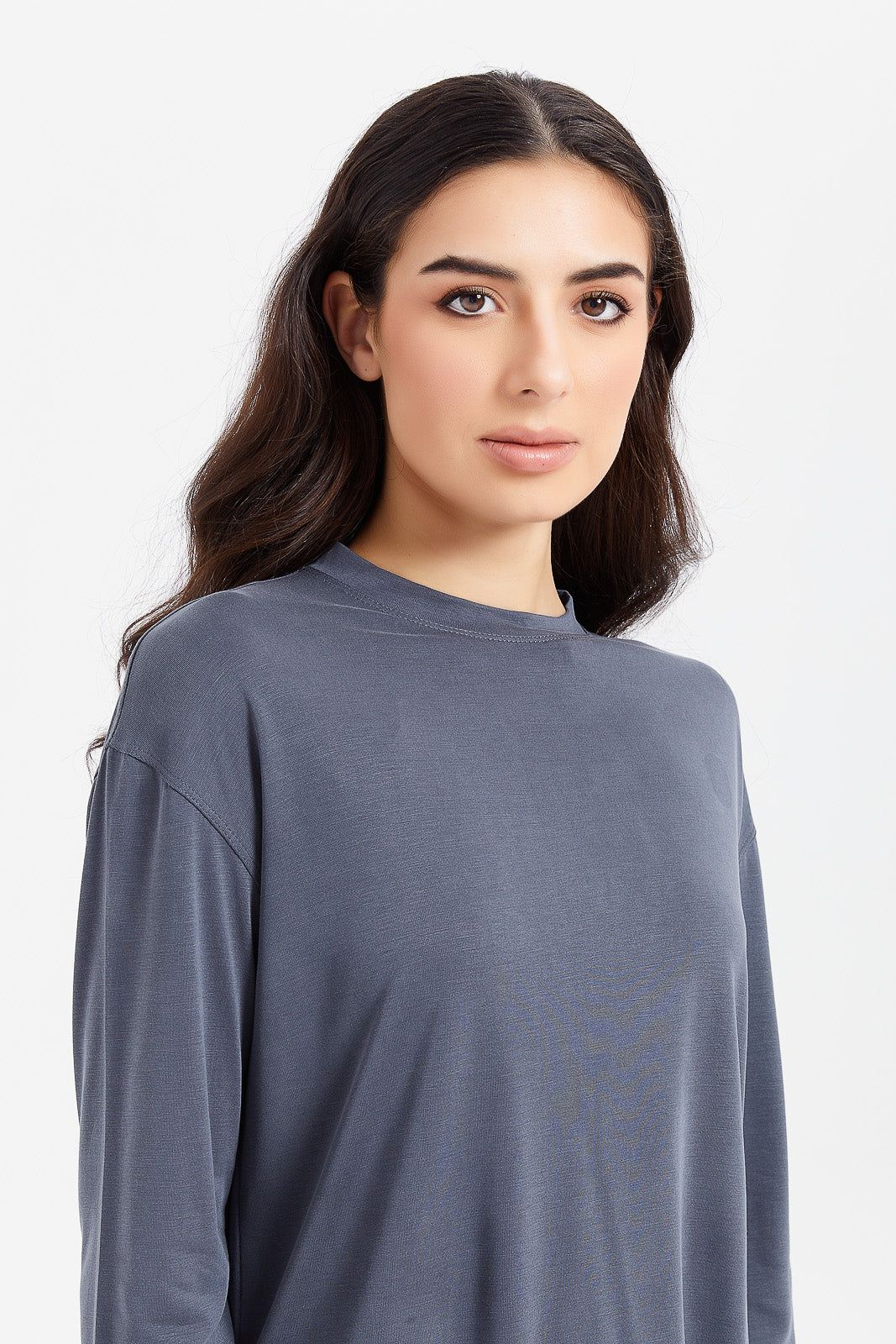 Women Grey Crew Neck Long Sleeve T-Shirt sold by Redtag product image thumbnail 4