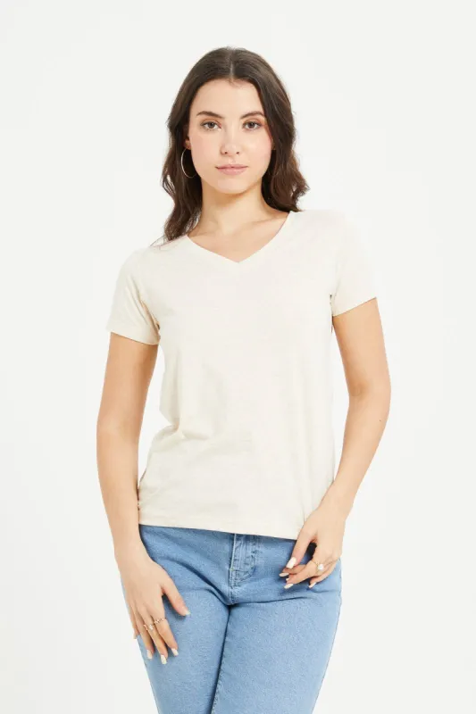 Women Beige Basic T-Shirt sold by Redtag