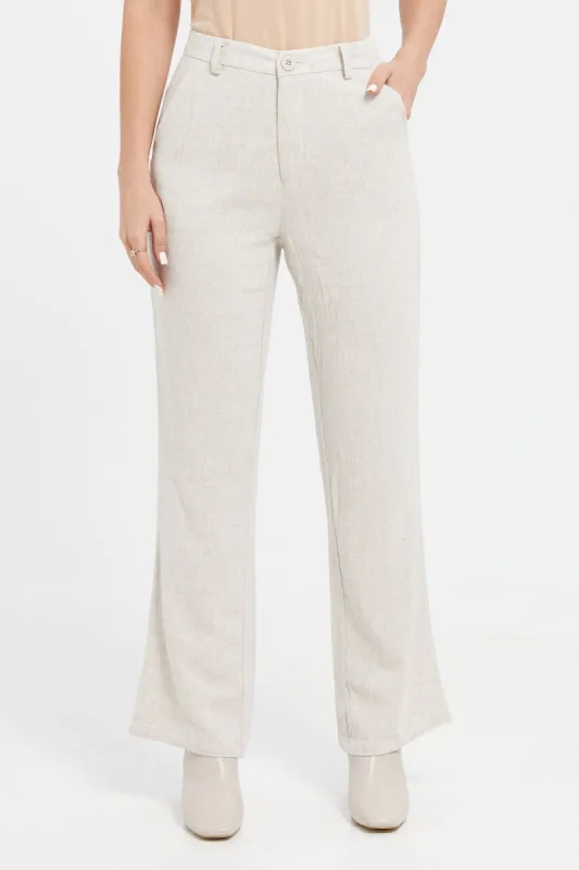 Women Ivory Wide Leg Relaxed Trousers sold by Redtag