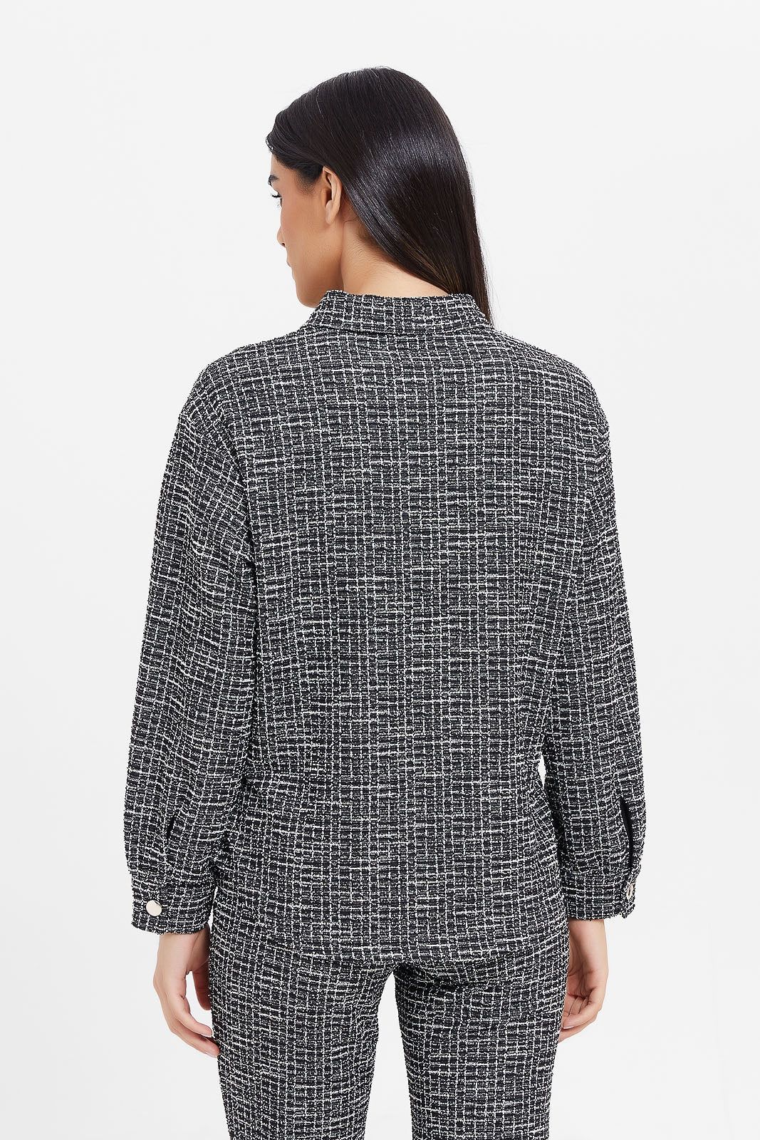 Women Black And White Embellished Shirt Jacket sold by Redtag product image thumbnail 3