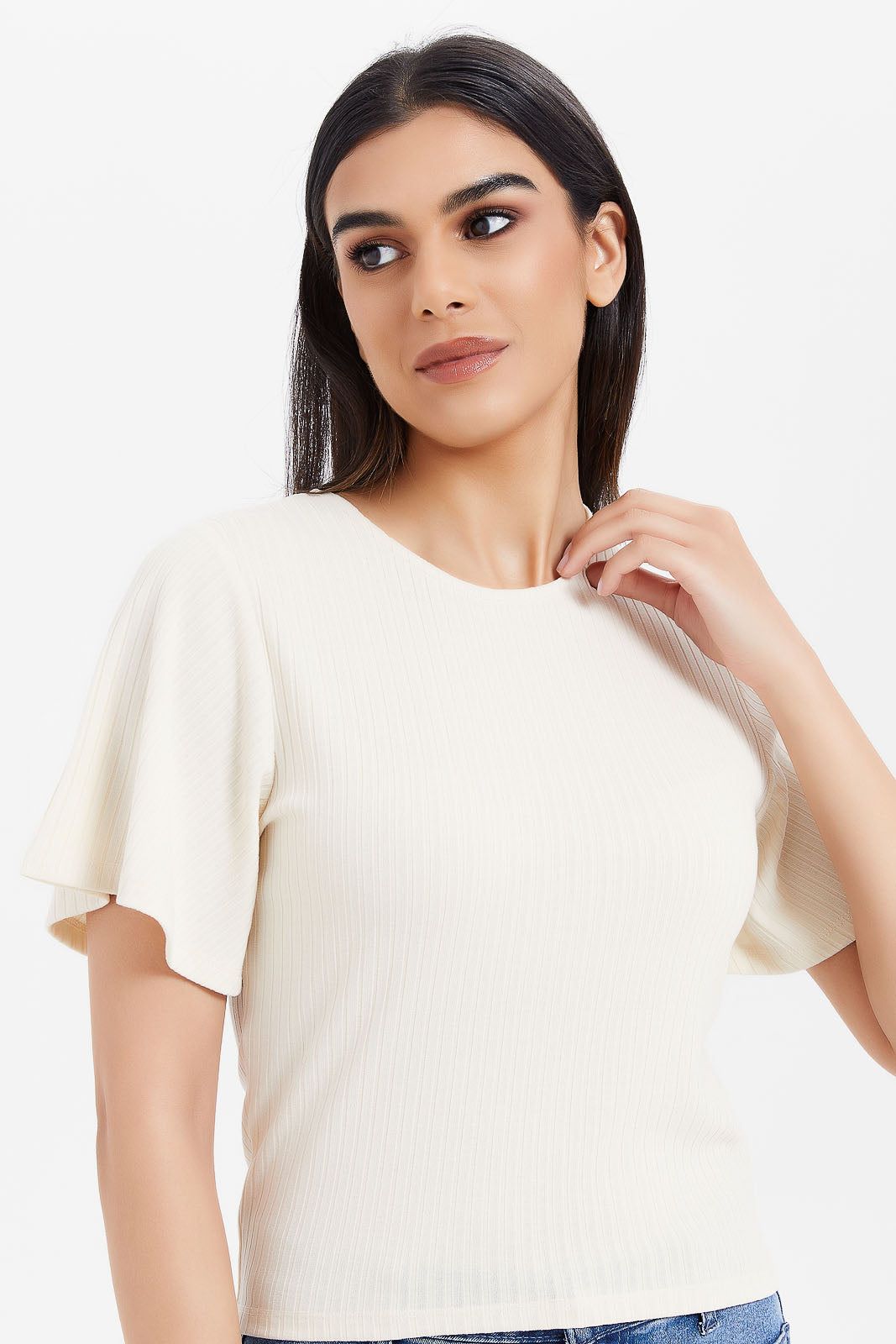 Women Ecru Ribbed Top sold by Redtag product image thumbnail 4