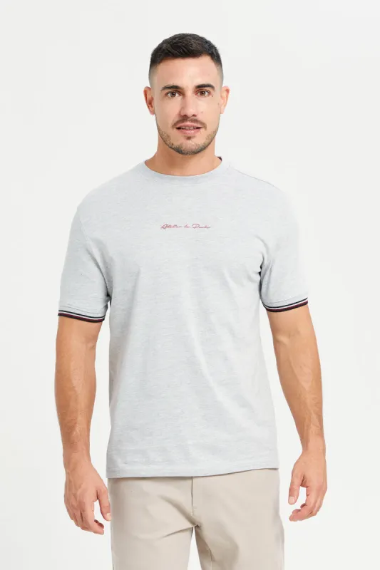 Men Grey Tipped T-Shirt With Logo sold by Redtag