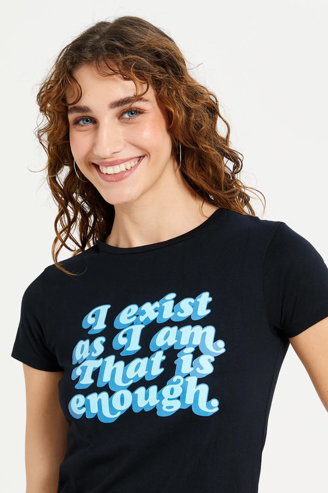 Women Black Graphic T-Shirt sold by Redtag product image thumbnail 4