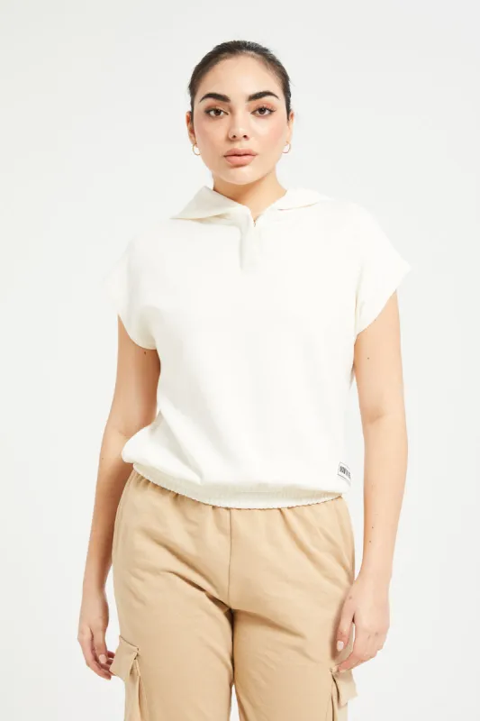 Women Ivory Hooded Active Sweatshirt sold by Redtag