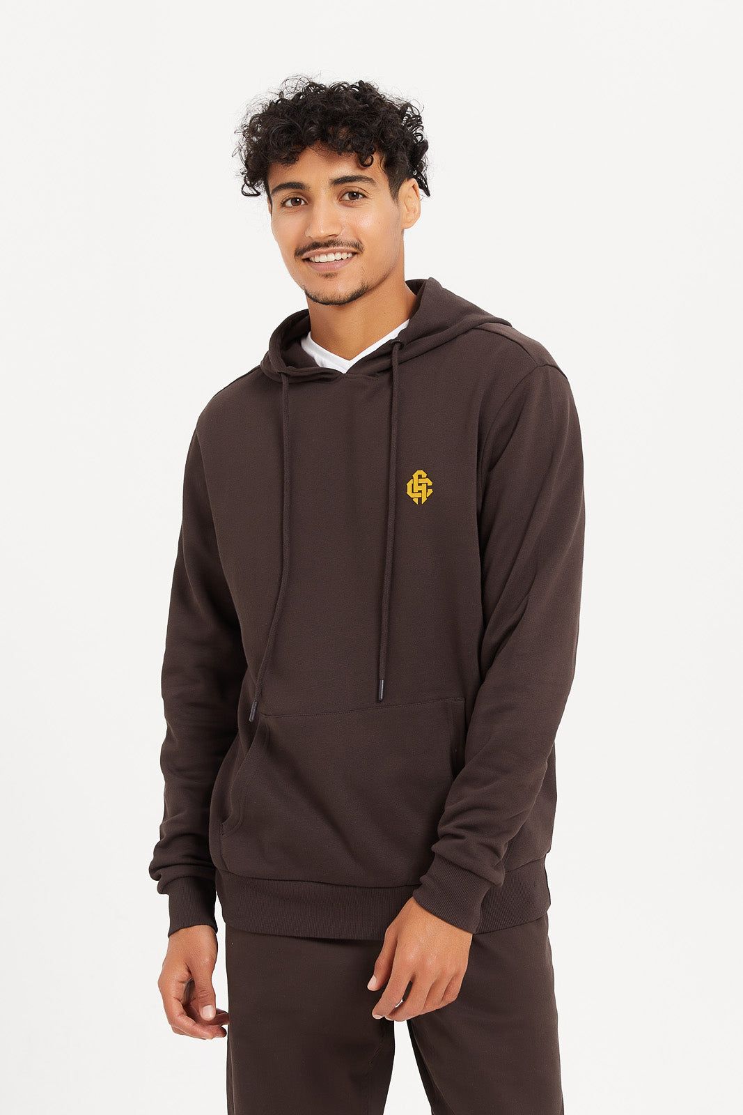Men Brown Basic Hoodie sold by Redtag