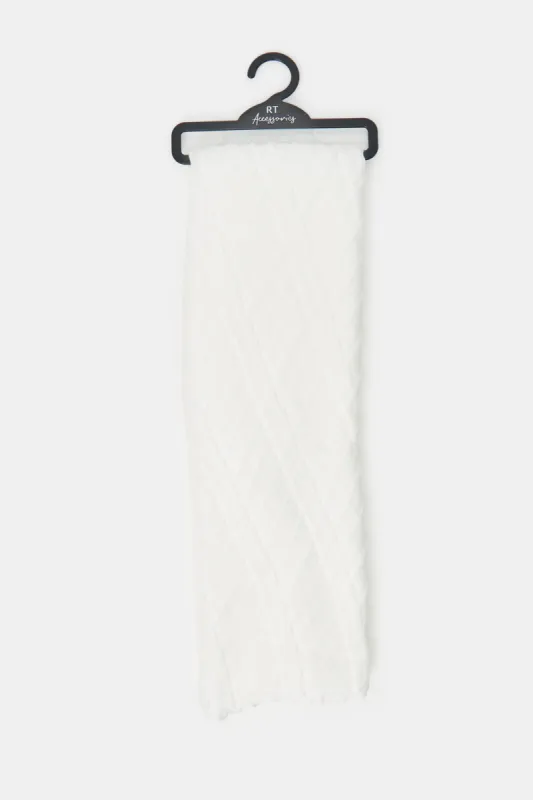 Women White Pleated Scarf sold by Redtag