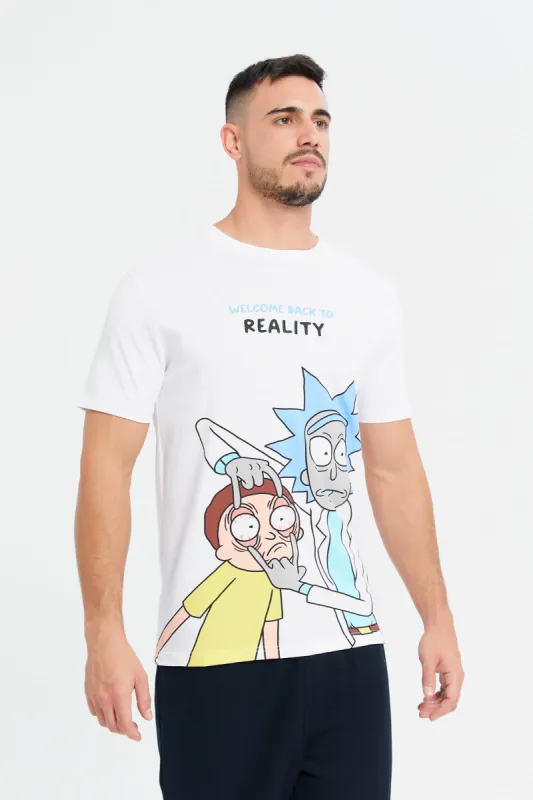 Men White Rick & Morty Print T-Shirt sold by Redtag