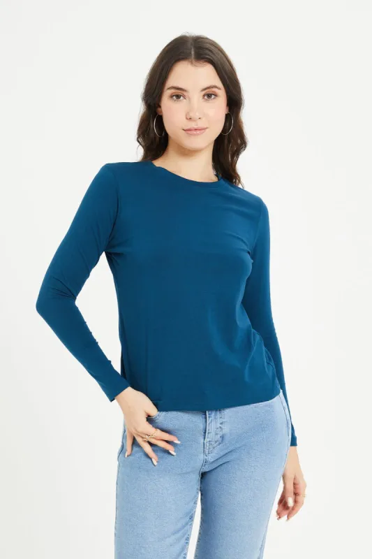 Women Teal Basic T-Shirt sold by Redtag