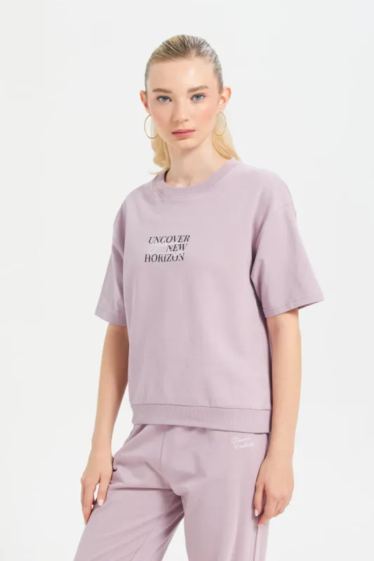 Women Mauve Printed Sweatshirt sold by Redtag