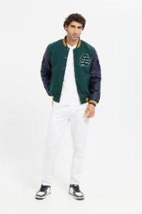 Men Green Baseball Bomber Jacket sold by Redtag