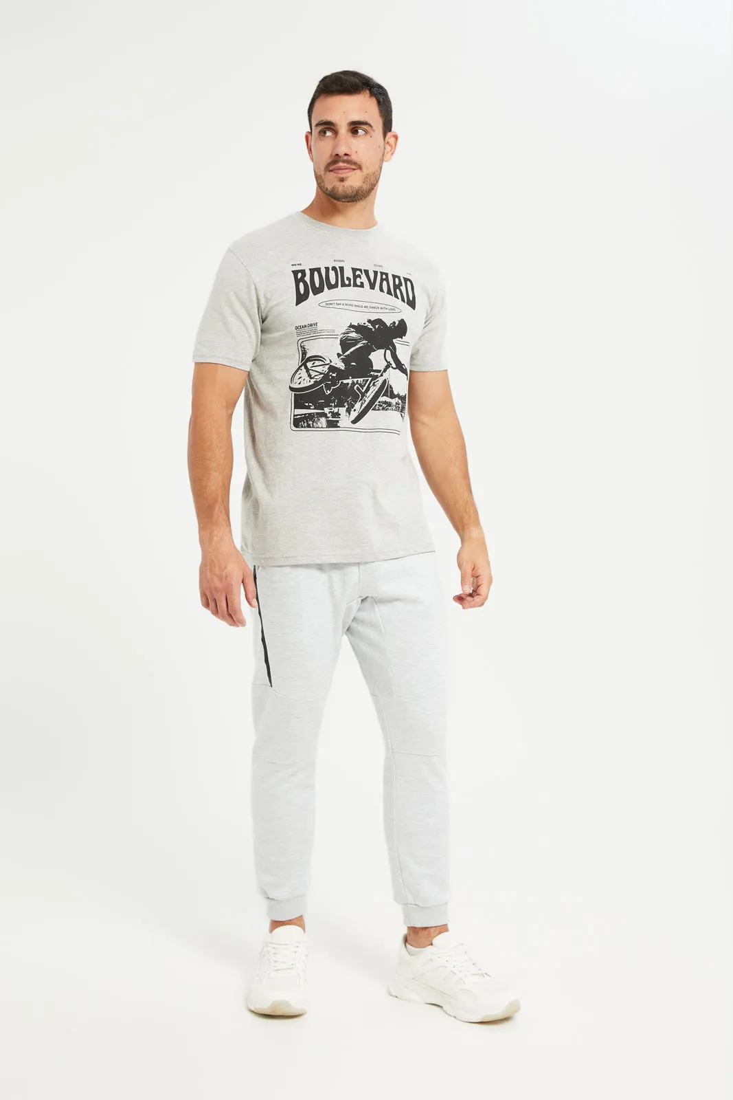 Men Grey Plain Active Track Pants sold by Redtag product image thumbnail 2