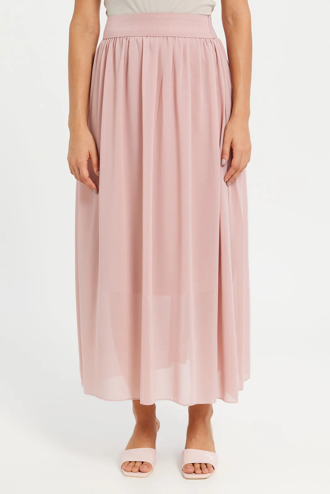 Women Pink Gathered Waistband Skirt sold by Redtag