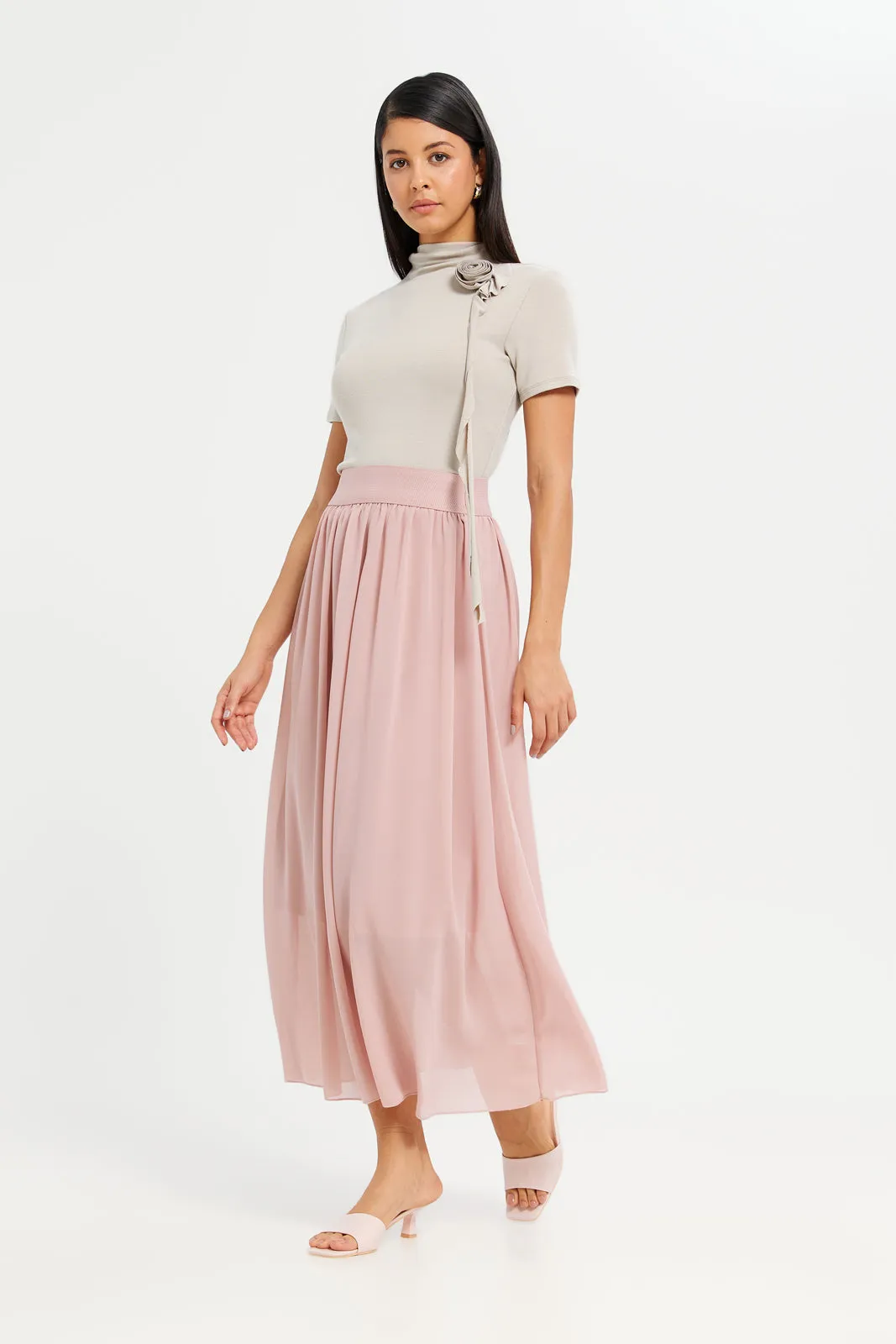 Women Pink Gathered Waistband Skirt sold by Redtag product image thumbnail 2