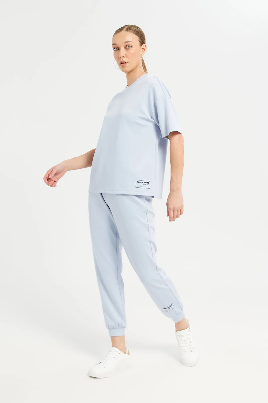 Women Blue Active Joggers With Placement Print sold by Redtag product image thumbnail 2