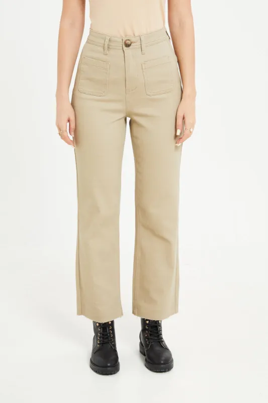 Women Beige Straight Jeans sold by Redtag