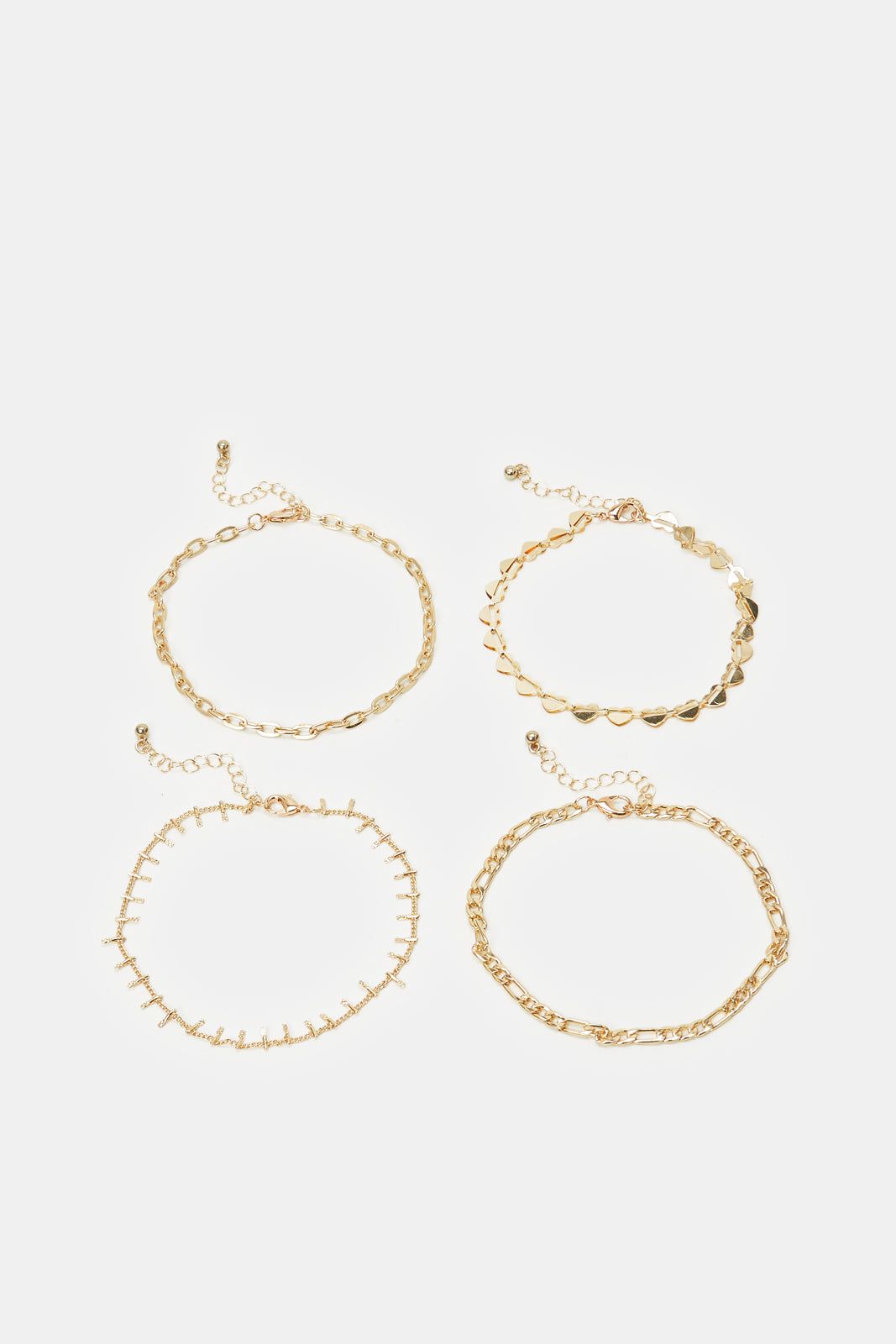 Women Gold Embellished Anklets Set (4 Piece) sold by Redtag