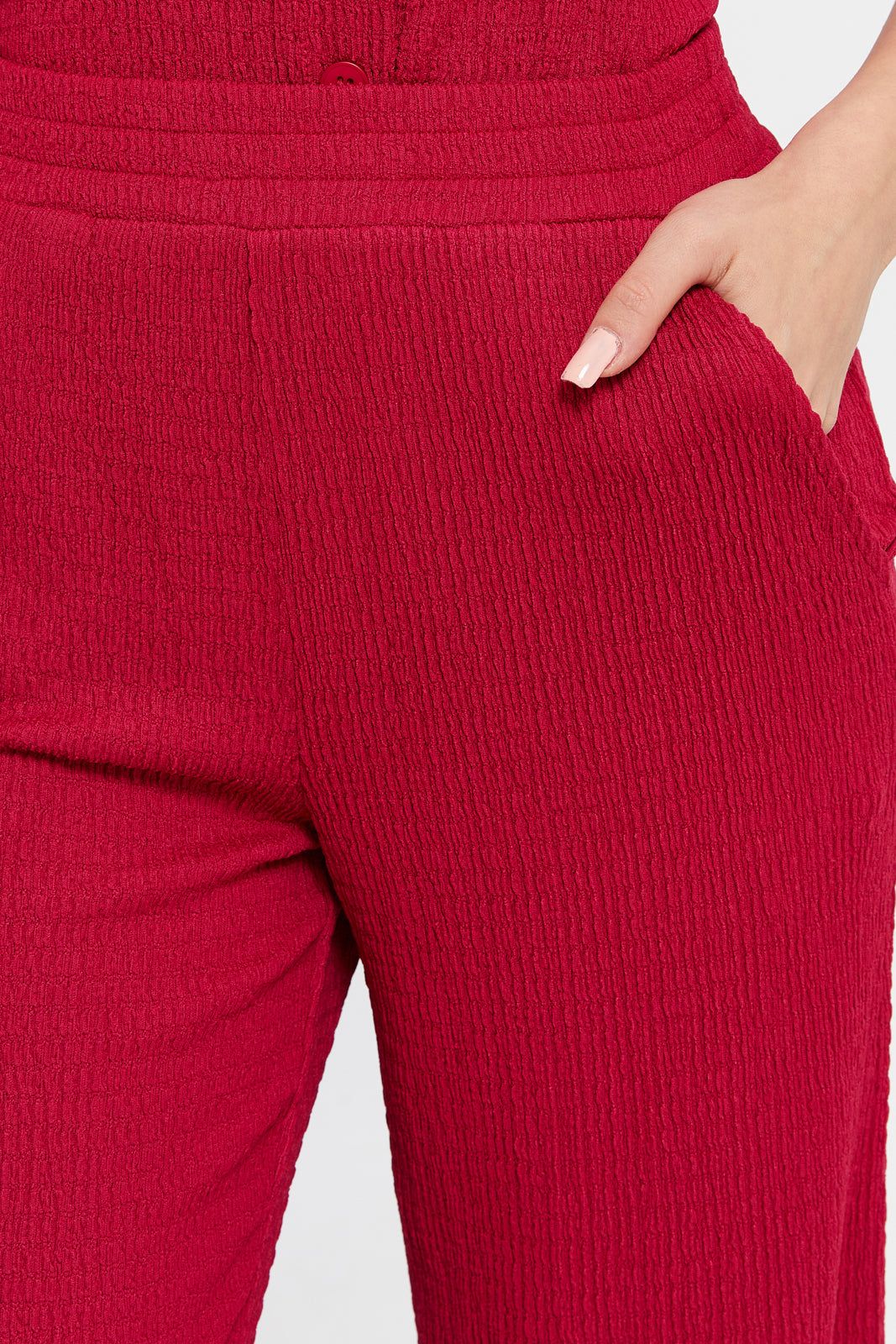 Women Fuchsia Textured Pants sold by Redtag product image thumbnail 4