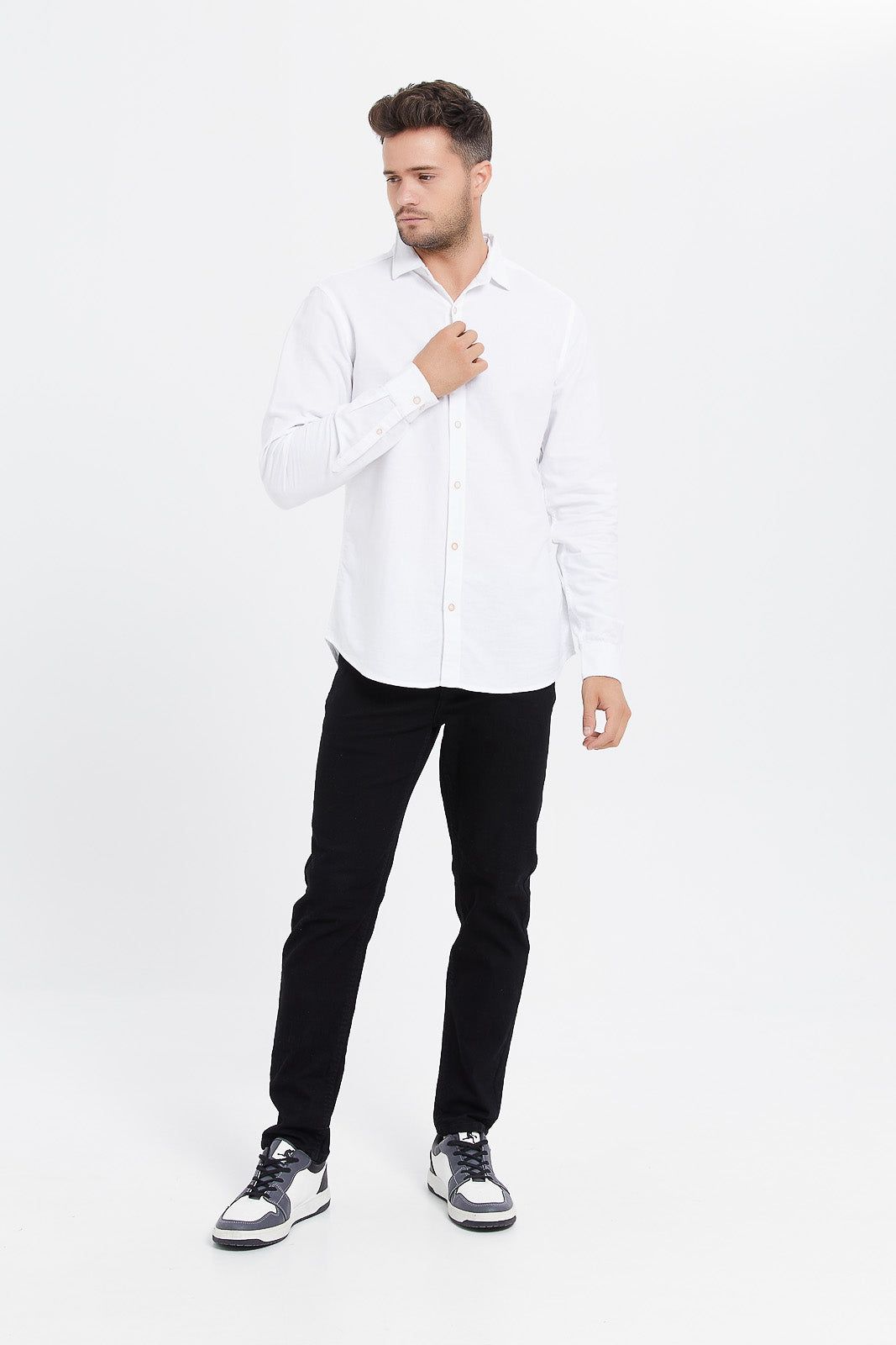 Men White Cotton Dobby Shirt sold by Redtag product image thumbnail 2