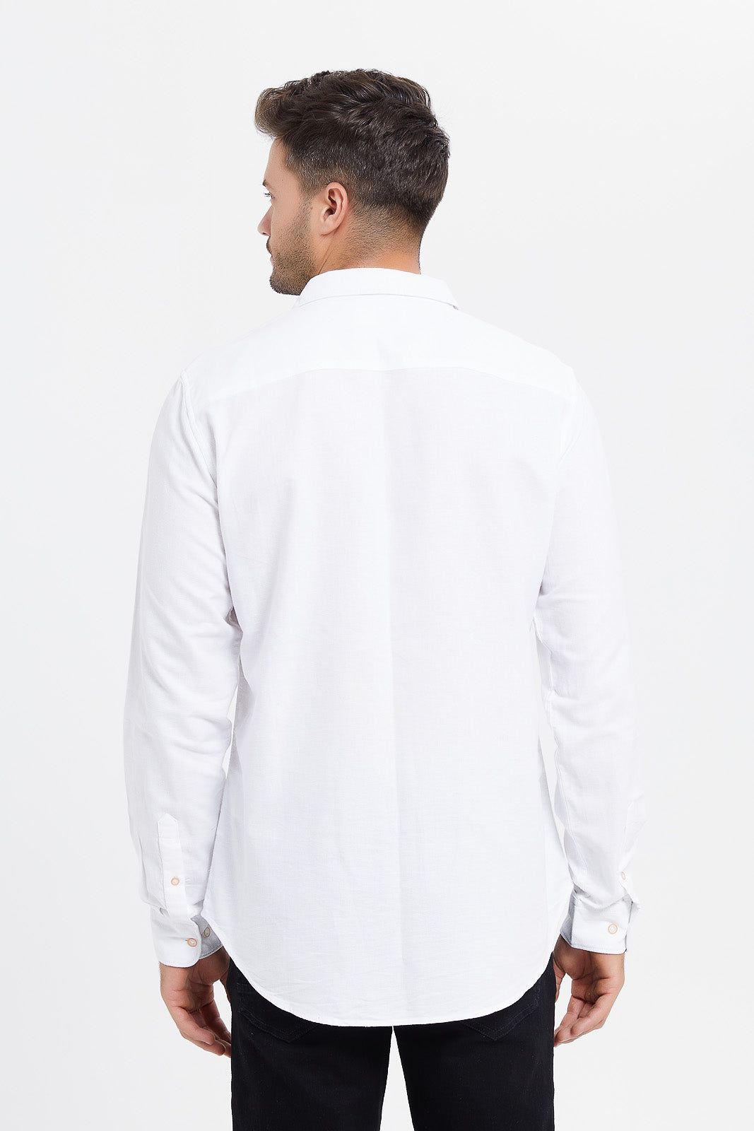 Men White Cotton Dobby Shirt sold by Redtag product image thumbnail 3