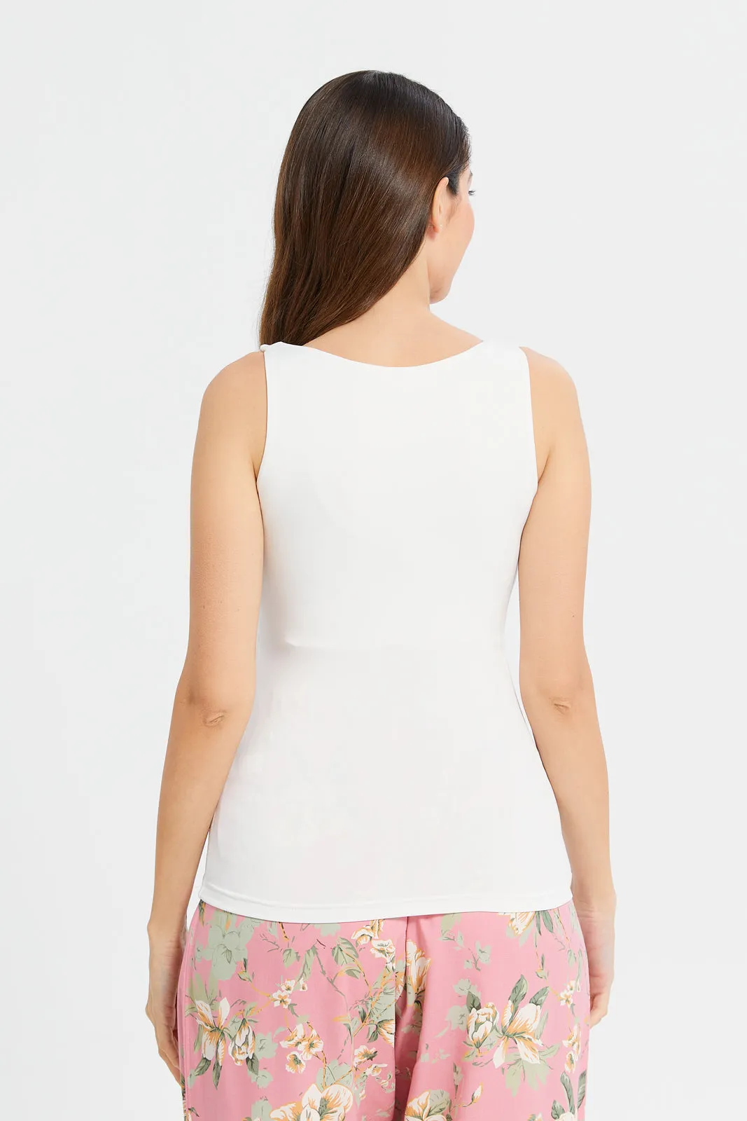 Women White Plain Layered Tank Top sold by Redtag product image thumbnail 3