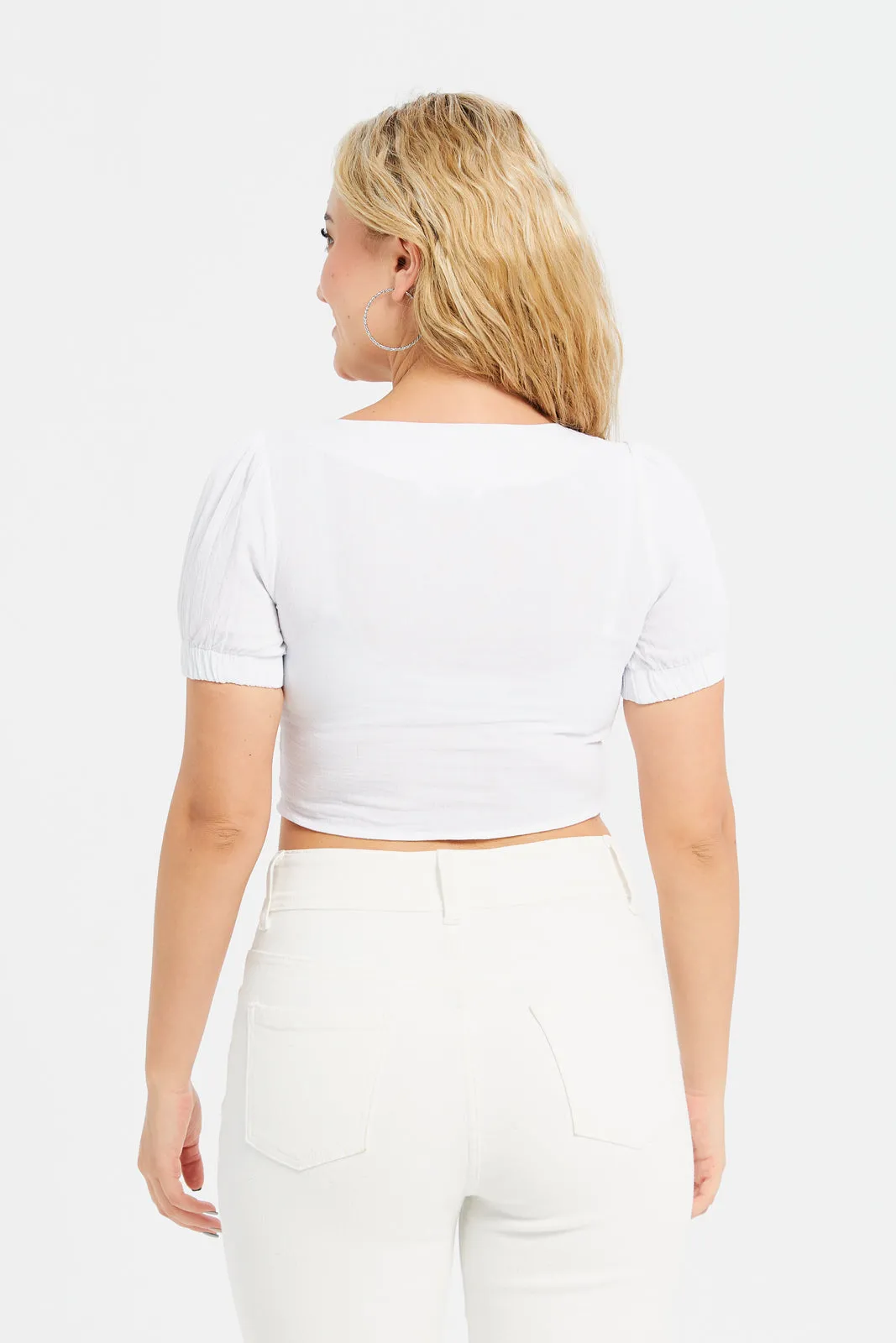 Woman White Crop Top sold by Redtag product image thumbnail 3