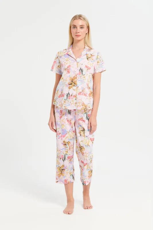 Women Pink Floral Classic Pyjama Set (2 Piece) sold by Redtag