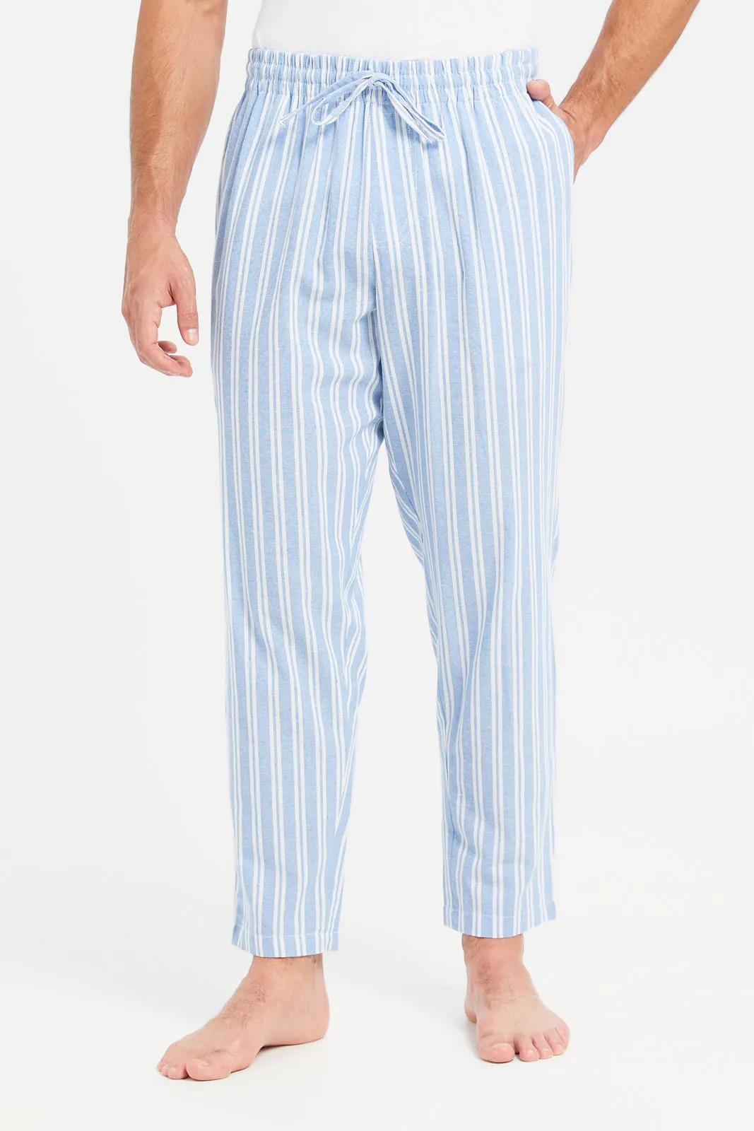 Men Blue Striped Pyjama Bottom sold by Redtag